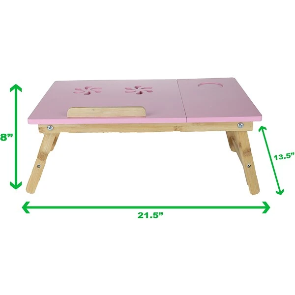 Mind Reader 21.5" X 13.5" Bamboo Lap Desk, Pink (COOLTRAYBM-PNK) - Image 6