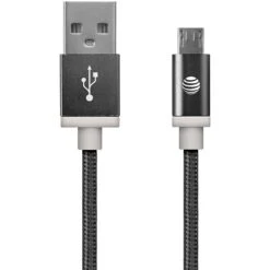 AT&T Charge & Sync Braided USB To Micro USB Cable, Black, 5 Ft. (MC05-BLK)