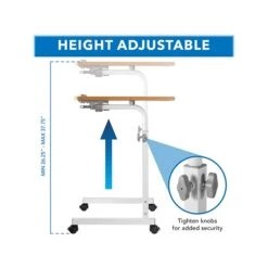 Mount-It! 23.6" X 19.75" Rolling Laptop Desk, Maple/White (MI-8020)