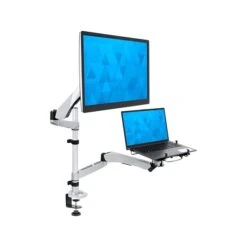 Mount-It! Full-Motion Swiveling Arm Mount For 15" Laptops And 27" Monitors, Gray/Black (MI-75816)