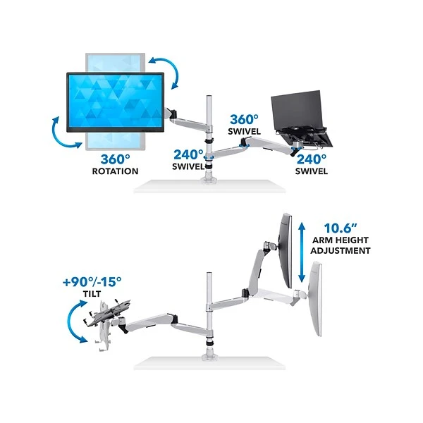 Mount-It! Full-Motion Swiveling Arm Mount For 15" Laptops And 27" Monitors, Gray/Black (MI-75816) - Image 2