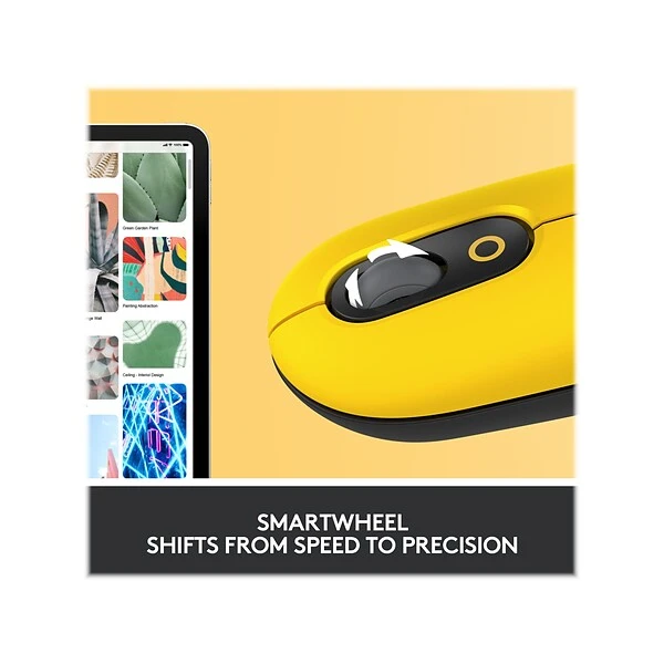 Logitech POP Wireless Ambidextrous Optical Mouse, Blast Yellow (910-006543) - Image 2