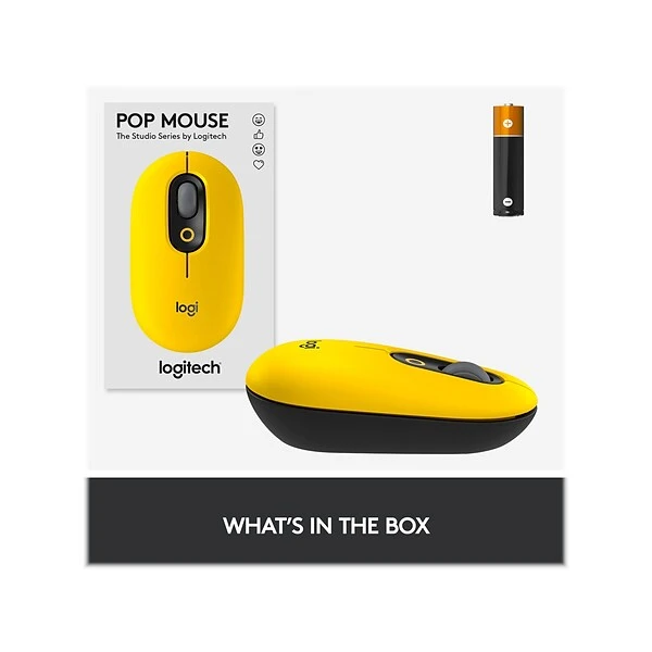 Logitech POP Wireless Ambidextrous Optical Mouse, Blast Yellow (910-006543) - Image 5