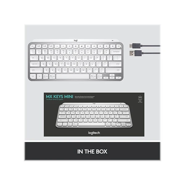 Logitech MX Keys Mini Wireless Ergonomic Keyboard, Pale Gray (920-010473) - Image 2