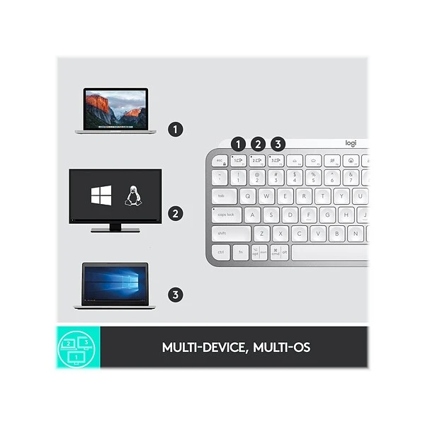 Logitech MX Keys Mini Wireless Ergonomic Keyboard, Pale Gray (920-010473) - Image 4