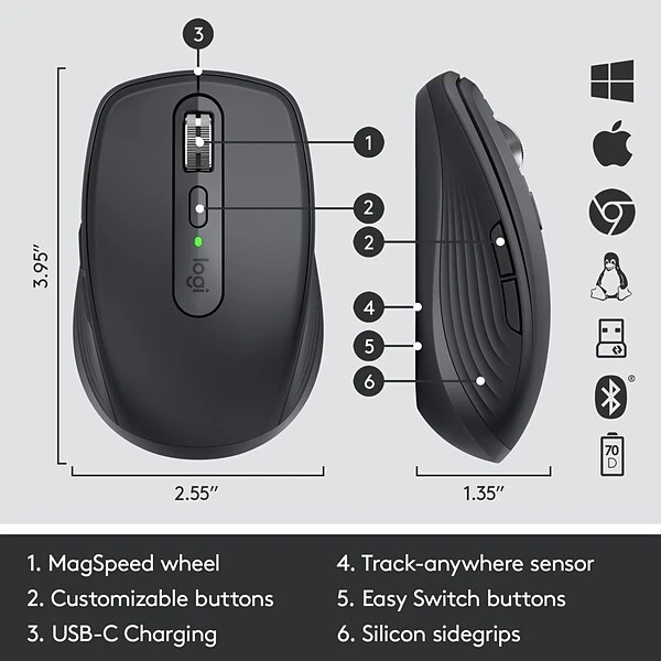 Logitech MX Anywhere 3 Compact Performance Mouse For Business, Graphite (910-006204) - Image 5