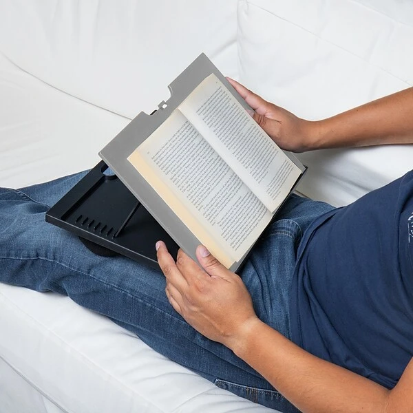 Mind Reader Anchor Collection 14.75" X 11" Plastic Adjustable 8 Position With Cushions Lap Desk, Gray (LTADJUST-GRY)