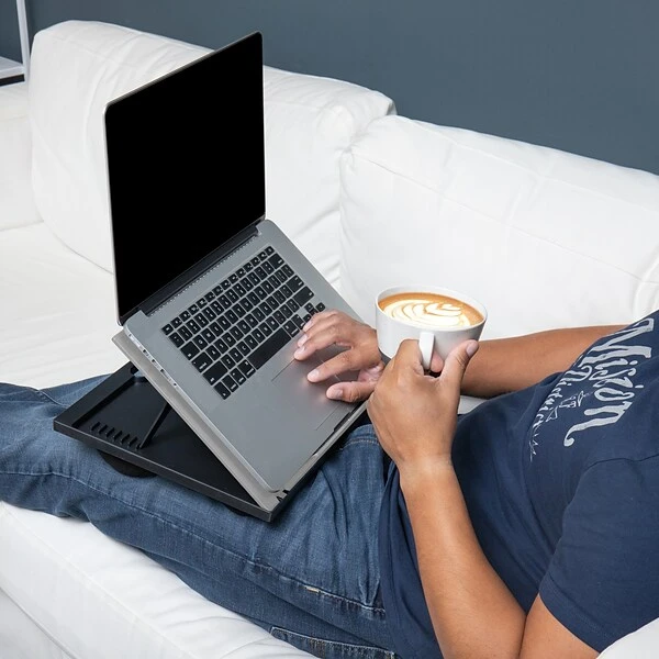 Mind Reader Anchor Collection 14.75" X 11" Plastic Adjustable 8 Position With Cushions Lap Desk, Gray (LTADJUST-GRY) - Image 3