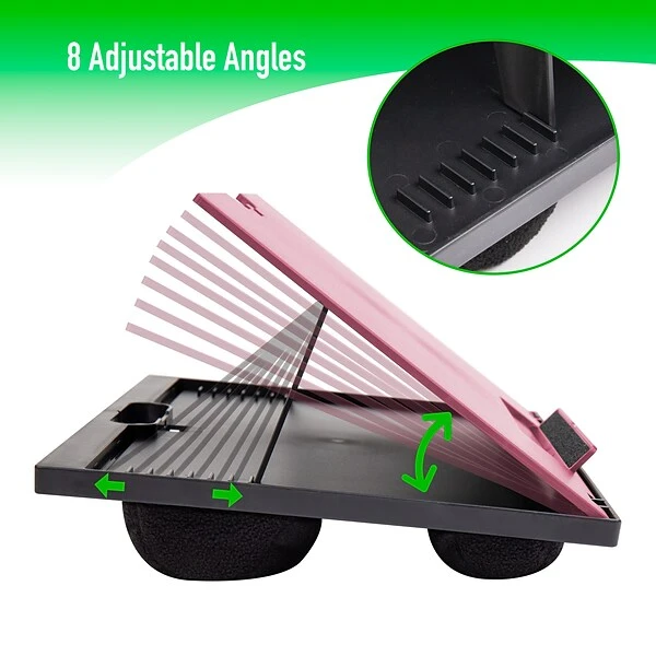 Mind Reader Anchor Collection 14.75" X 11" Plastic Adjustable 8 Position With Cushions Lap Desk, Pink (LTADJUST-PNK) - Image 6