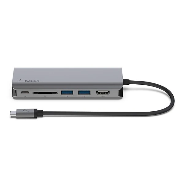 Belkin USB-C 6-in-1 Multiport Adapter, Gray (AVC008btSGY)