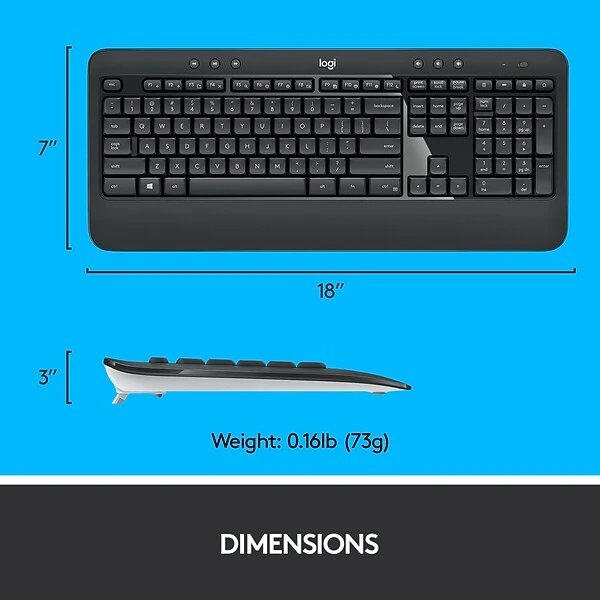 Logitech MK540 Advanced Wireless Keyboard And Mouse Combo, Black (920-008671) - Image 6