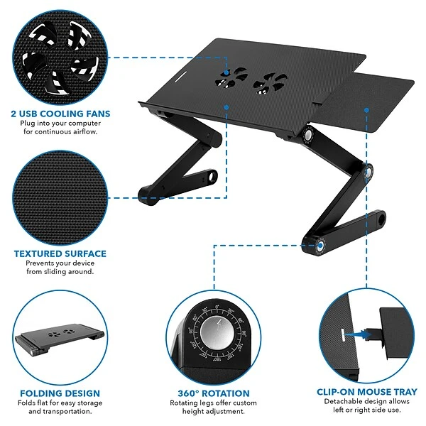Mount-It! Adjustable Laptop Stand With Cooling Fans And Mouse Pad (MI-7211) - Image 3