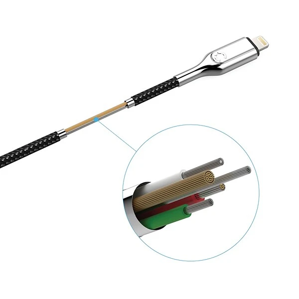 Cygnett Armored Lightning To USB-C Charge And Sync Cable, 3', Black (CY2799PCCCL) - Image 2