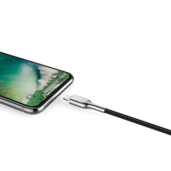 Cygnett Armored Lightning To USB-C Charge And Sync Cable, 6', Black (CY2801PCCCL)