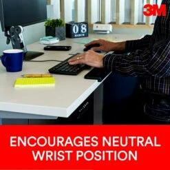 3M™ Gel Wrist Rest For Standing Desks, Wraps Around Edge Of Desk For Comfort, Non-Slip Back Stays In Place (WR200B)