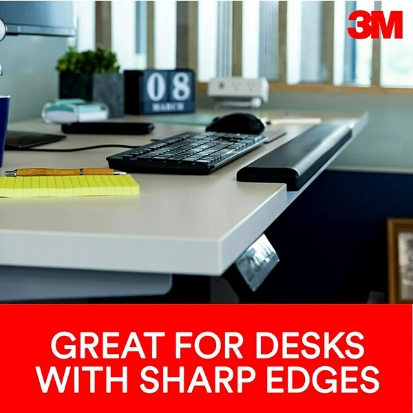 3M™ Gel Wrist Rest For Standing Desks, Wraps Around Edge Of Desk For Comfort, Non-Slip Back Stays In Place (WR200B) - Image 4