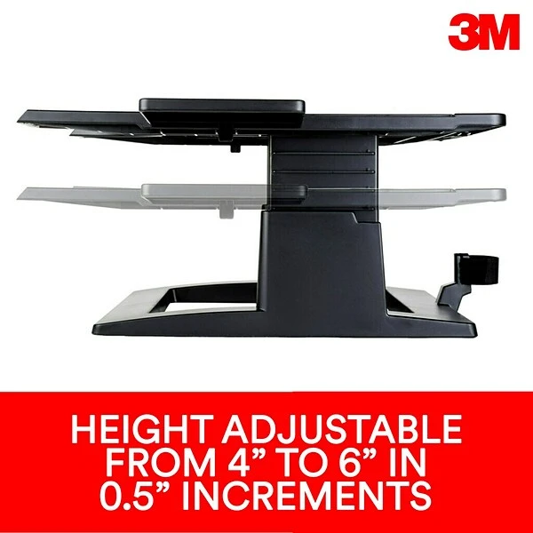 3M Adjustable Laptop Stand, Black, 2 In. Of Height Adjustment, Compatible With Docking Stations (LX500) - Image 2