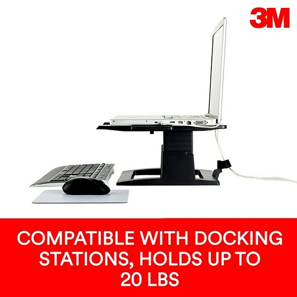 3M Adjustable Laptop Stand, Black, 2 In. Of Height Adjustment, Compatible With Docking Stations (LX500) - Image 4