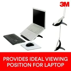 3M Adjustable Laptop Stand, Black, 3 In. Vertical Height Adjustment, Non-Skid Base (LX550)