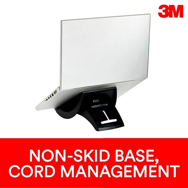 3M Adjustable Laptop Stand, Black, 3 In. Vertical Height Adjustment, Non-Skid Base (LX550) - Image 3