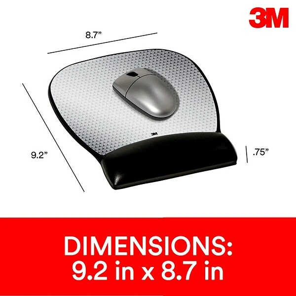 3M™ Precise™ Mouse Pad With Gel Wrist Rest, Vertex, Optical Mouse Performance, Battery Saving Design (MW310LE)