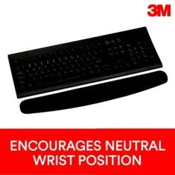3M™ Foam Wrist Rest For Keyboards, Black, Durable Fabric Cover, Anti-microbial Product Protection (WR209MB)