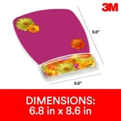 3M™ Precise™ Mouse Pad With Gel Wrist, Daisy Design, Optical Mouse Performancer, Non-skid Backing (MW308DS)