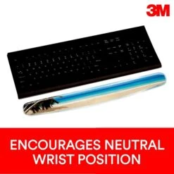 3M™ Wrist Rest For Keyboards, Beach Design, Easy To Clean Cover, Non-skid Backing (WR308BH)