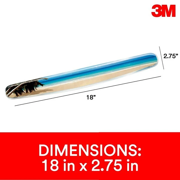 3M™ Wrist Rest For Keyboards, Beach Design, Easy To Clean Cover, Non-skid Backing (WR308BH) - Image 5