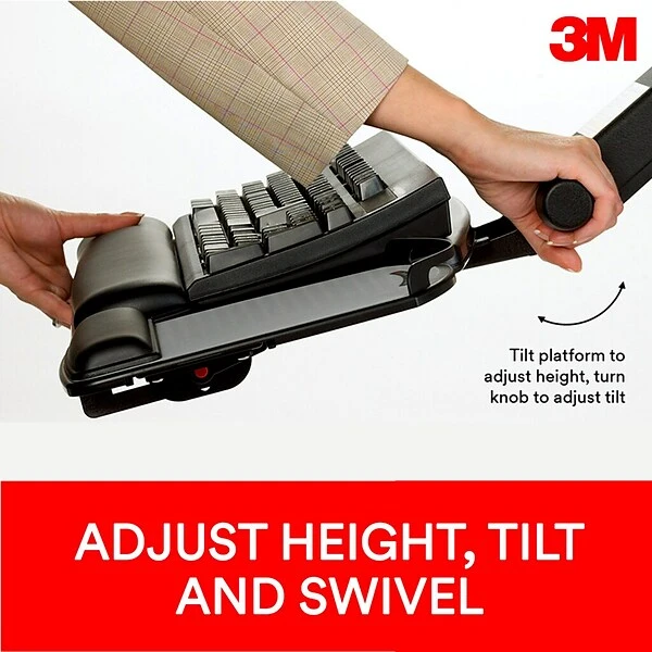 3M™ Sit/Stand Easy Adjust Keyboard Tray With Adjustable Keyboard And Mouse Platform, 23" Track (AKT180LE) - Image 2