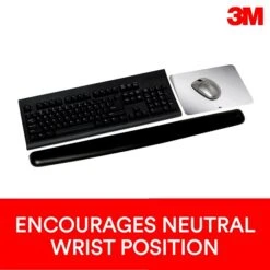 3M™ Gel Wrist Rest For Keyboard And Mouse, Black, Easy Clean Cover, Anti-microbial Product Protection (WR340LE)