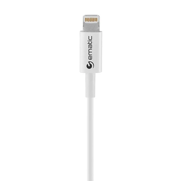 Ematic Charge And Sync Lightning To USB-A Cable 10 Ft., White, (ELC510) - Image 3