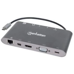 Manhattan® SuperSpeed USB-C To 7-in-1 Docking Station, Gray (152808)