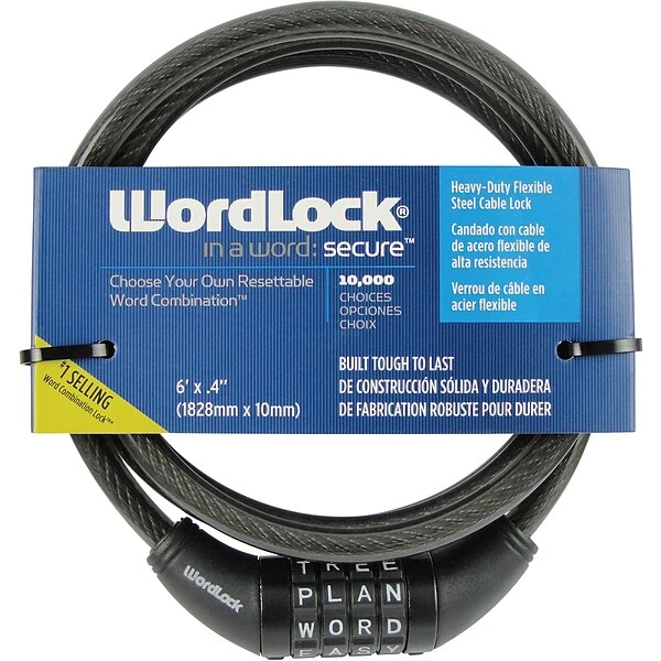 WordLock CL-422-BK 4-Dial Cable Lock (HBCLCL422BK)