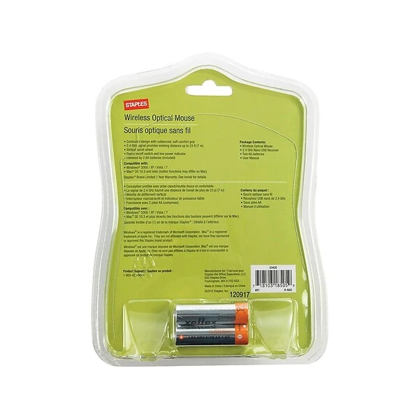 Staples 23420 Cordless Optical Mouse, Black - Image 2