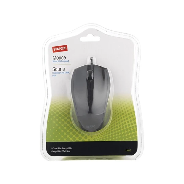Staples 23415 Optical Mouse, Black