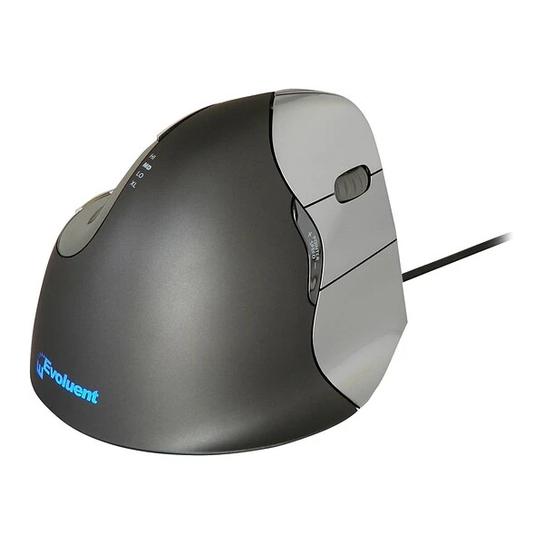 Evoluent VerticalMouse 4 Right VM4R Optical Mouse, Gray/Silver
