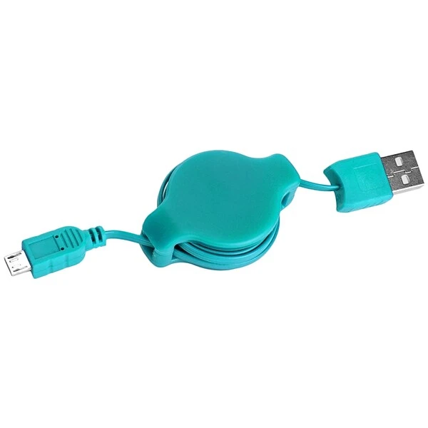 Retractable Micro USB Cable (White, Black, Aqua, Red) - Image 4