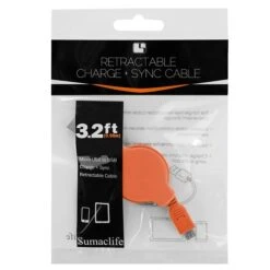 SumacLife Orange Retractable USB Micro USB Sync And Charge Cable