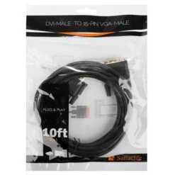 Sumaclife 10 Feet DVI 24-5 PIN DVI-Male To 15-pin VGA-Male Cable