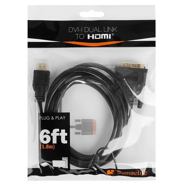 Sumaclife DVI-HDMI Cable 6 Ft, Black - Image 2