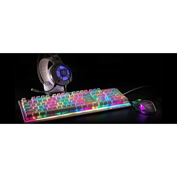 Velocilinx Boudica Wired Mechanical Gaming Keyboard, Silver/White (VXGM-KB104P-OBL-WH) - Image 7