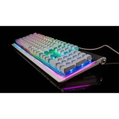 Velocilinx Boudica Wired Mechanical Gaming Keyboard, Silver/White (VXGM-KB104P-OBL-WH)