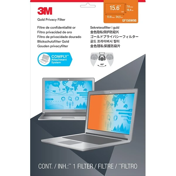 3M™ Gold Privacy Filter For 15.6" Widescreen Laptop (16:9) With COMPLY Attachment System (GF156W9B)