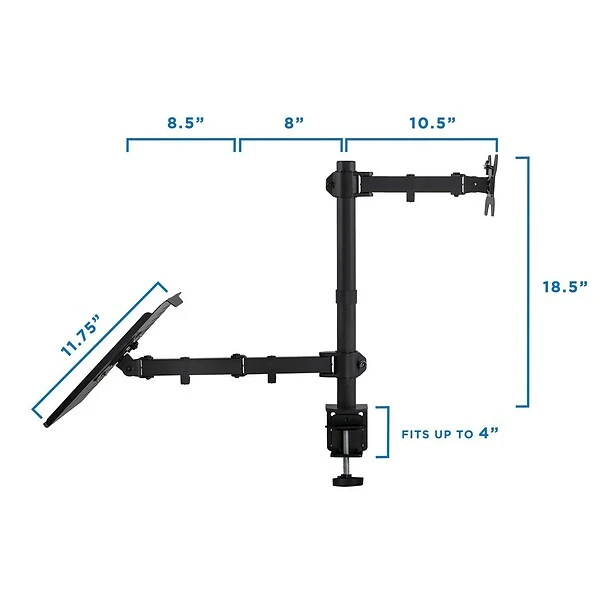 Mount-It! Laptop Desk Stand And Monitor Mount For 17" Laptops And 13"-27" Monitors (MI-4352LTMN) - Image 4