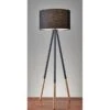 Adesso® Louise 60.25"H Tripod Floor Lamp, Black With Black Fabric Shade (6285-01)